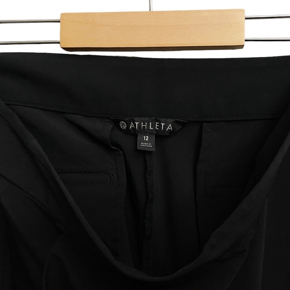 Athleta Gramercy Track Trouser Black Wide Leg Pants Sz 12 - Picture 8 of 10